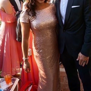 Rose gold maxi sequin drape back dress Size 6 8 M